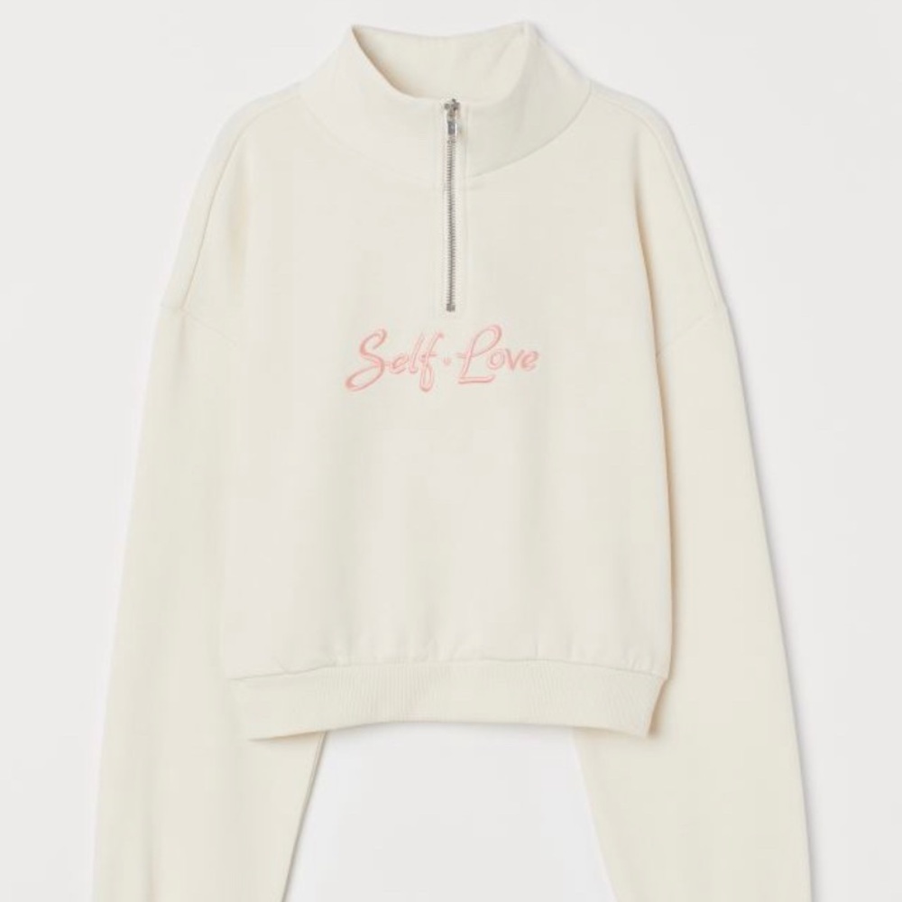 Self Love H&M Cream/white and Pink Sweatshirt